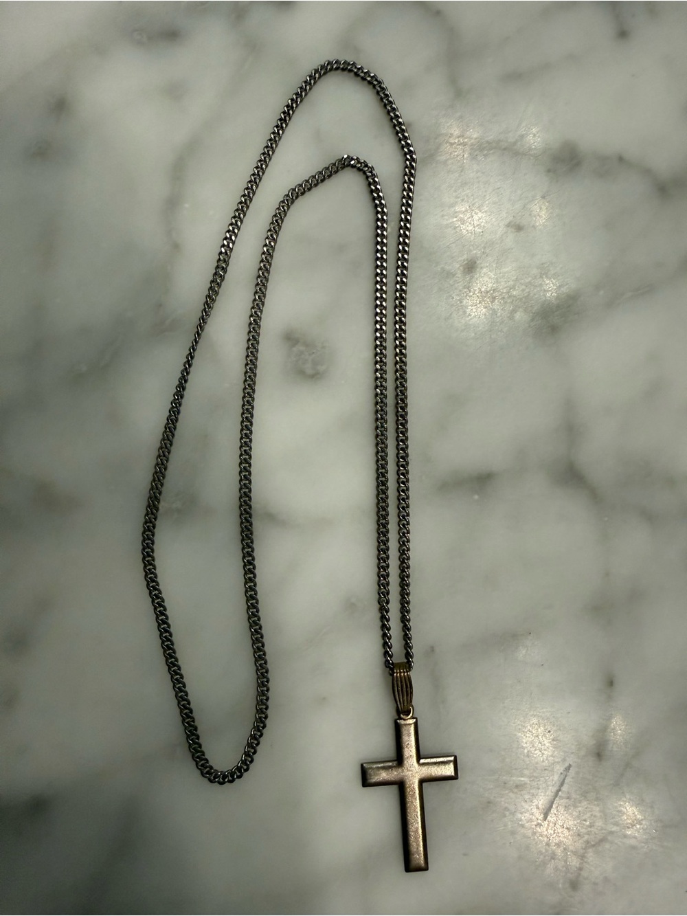 Men's Silver Cross Pendant Necklace - Unbranded